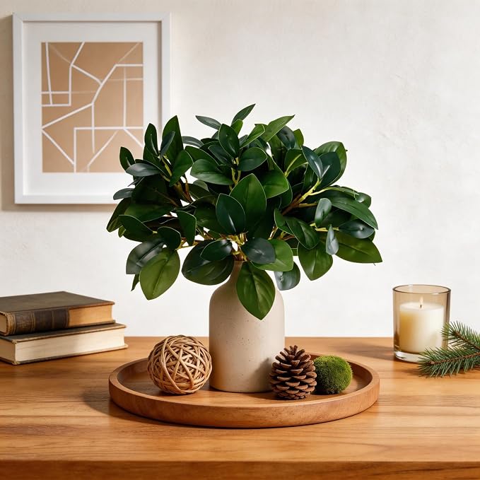 12 Inch Artificial Plant Indoor, Small Fake Plants Eucalyptus Stems - Image 2
