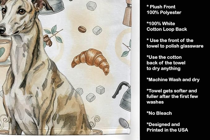 Caroline's Treasures Brindle Whippet Coffee Bar Kitchen Towel Velour Plush - Image 4