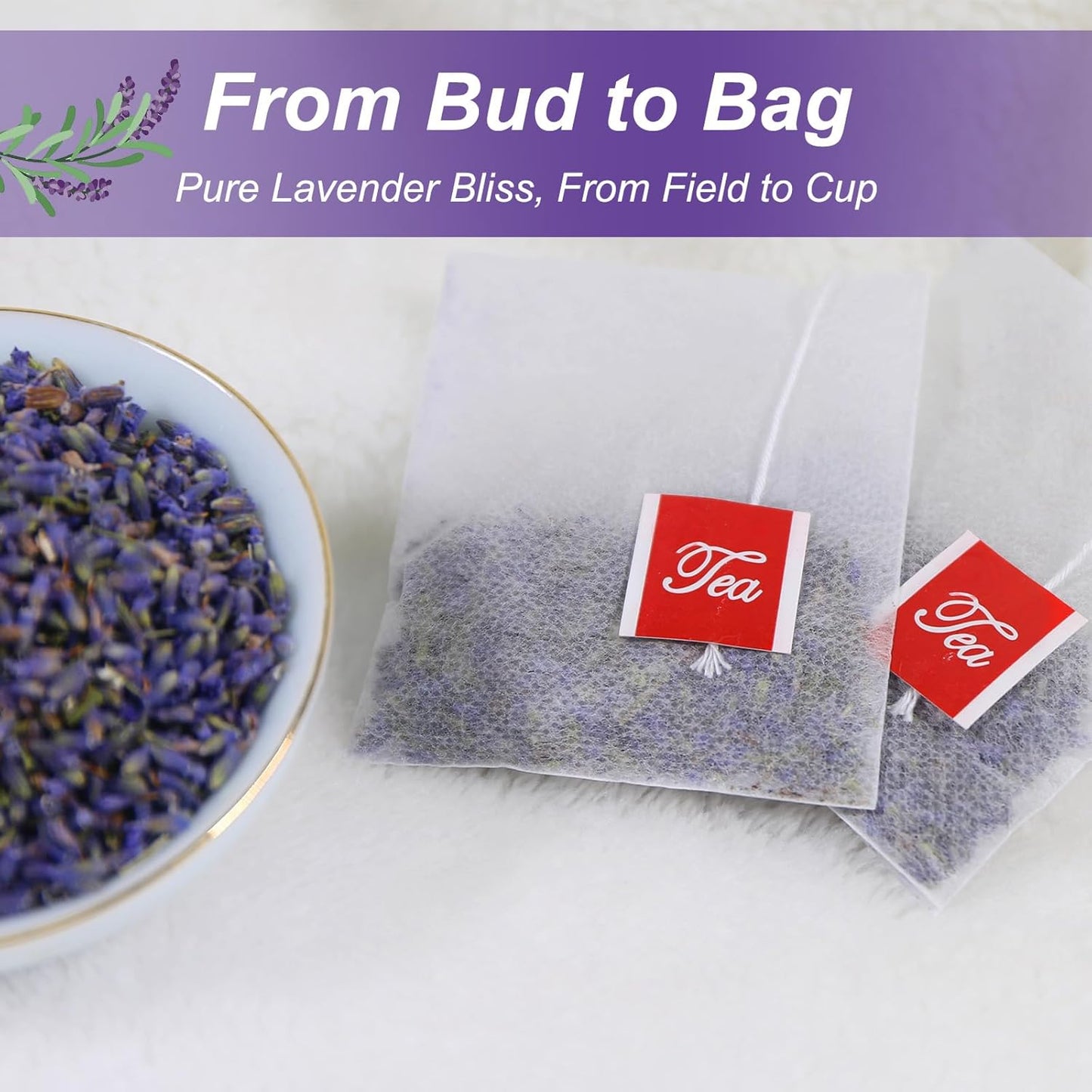 TEARELAE - Lavender Tea, 40 Count - Premium Dried Lavender Flower Tea Bags for Stress Relief - Aromatic Wellness - Non-GMO - Caffeine-Free