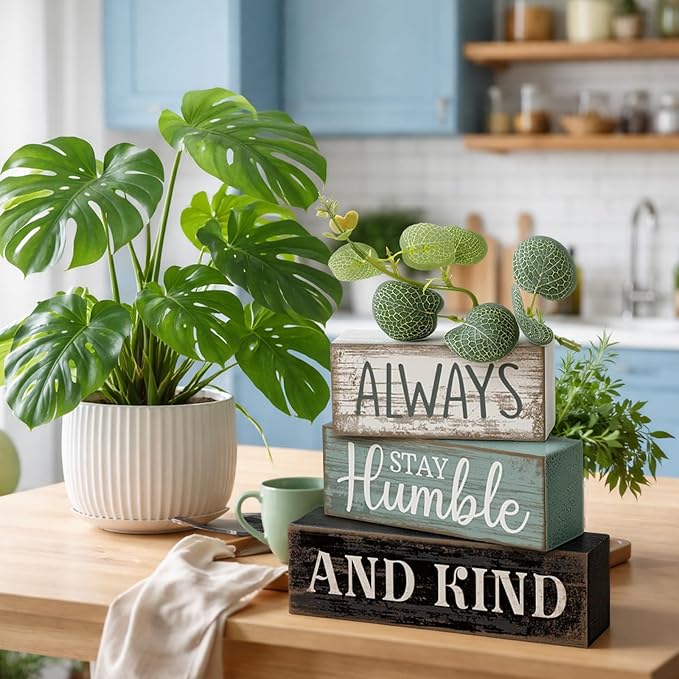 Lineshading 4 Pcs Inspirational Farmhouse Table Decor Always Stay Humble and - Image 2