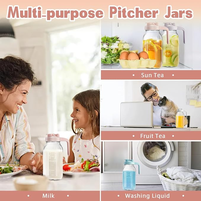 Mason Jar with Pour Spout Lid V-shaped, 2 Quart Iced Tea Pitcher Double Leak - Image 4