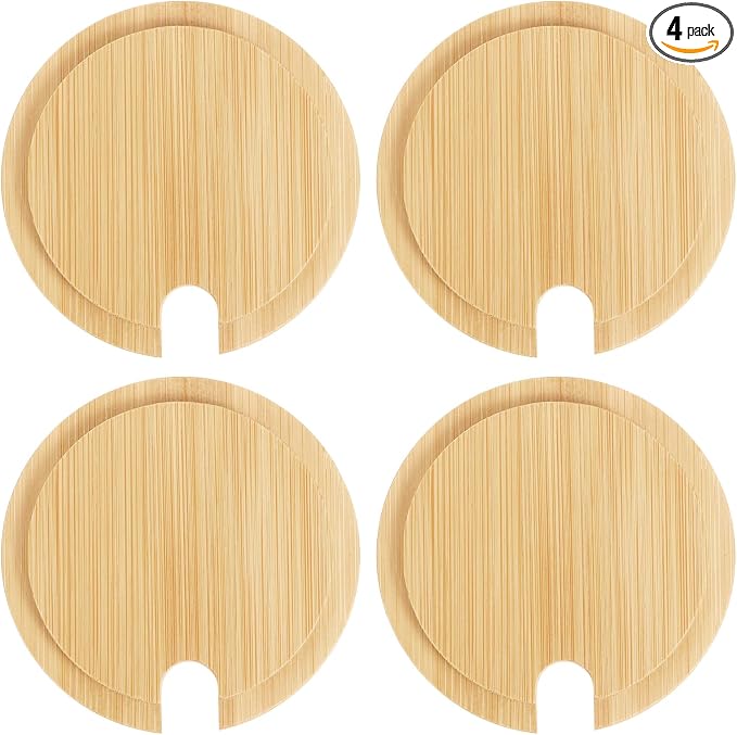 uxcell 4Pcs Bamboo Cup Lid by uxcell