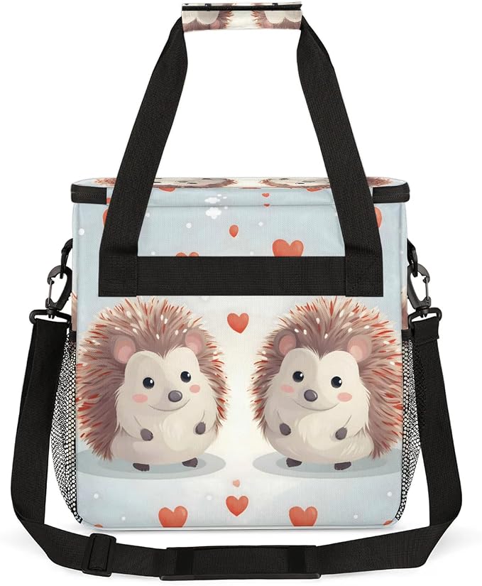 Cute Cartoon Hedgehog Coffee Maker Carring Bag, Large Insulated Storage - Image 5