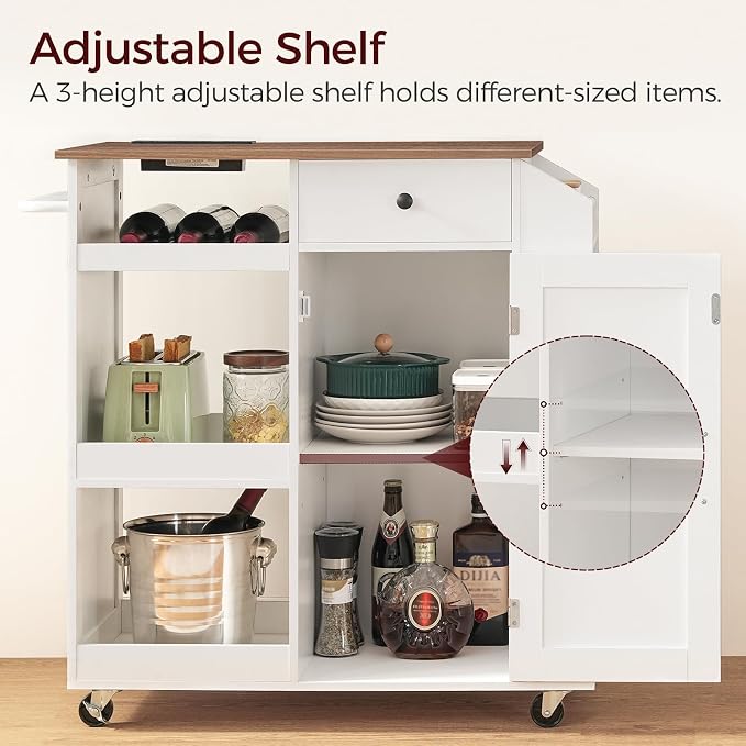 MAHANCRIS Kitchen Island with Power Outlet, Kitchen Storage Island with Drawer - Image 2