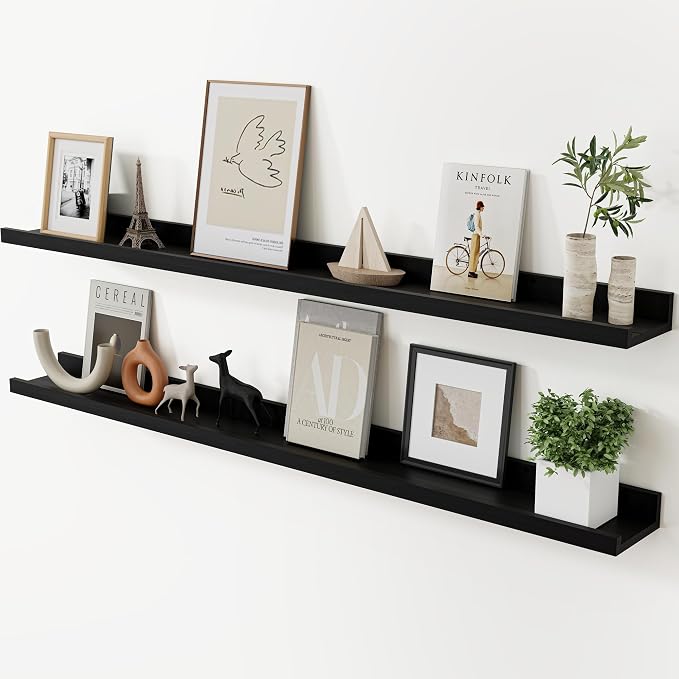 Acovy Long Floating Shelves for Wall, 48 inch Solid Wood Picture Ledge Shelf by Acovy