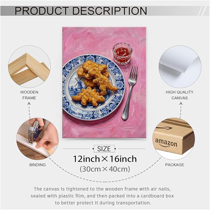 Wrapped Framed Funny Kitchen Wall Art 12x16 inch Dining Room Food Canvas Poster - Image 2