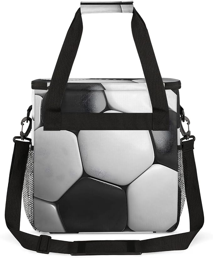 Black And White Soccer Coffee Maker Carring Bag, Large Insulated Storage - Image 5