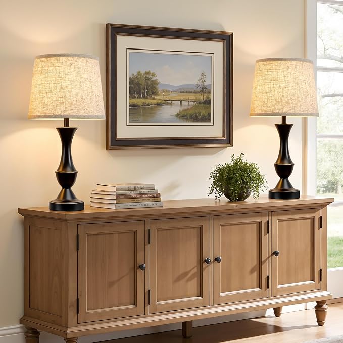 Luvkczc Table Lamp Set of 2, Linen Shade Desk Lamps - Image 7
