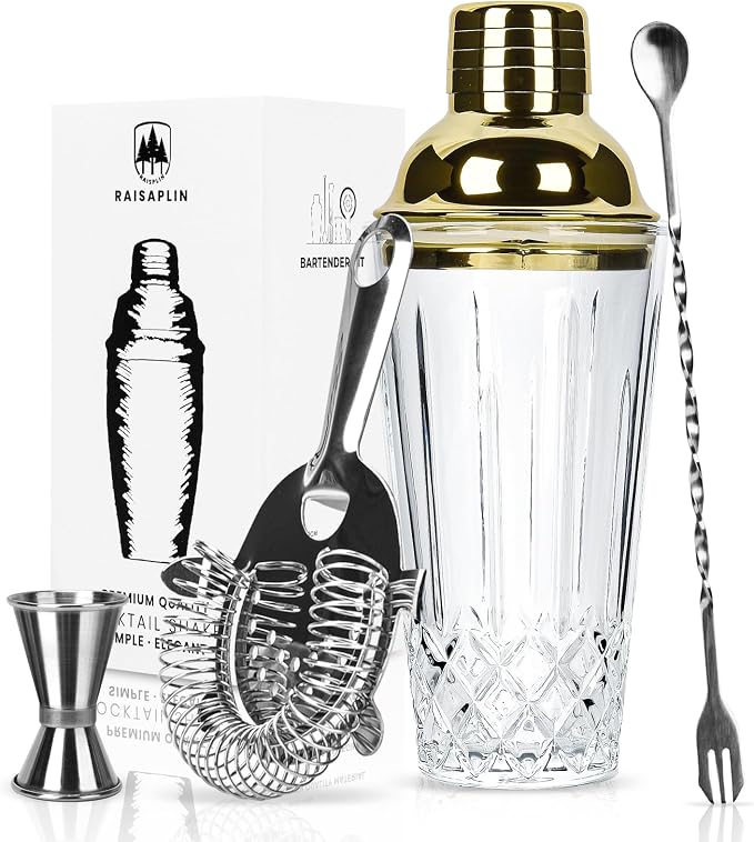 4-Piece Glass Cocktail Shaker Set by Unknown
