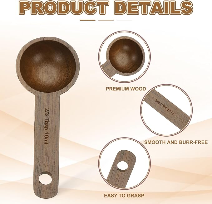 uxcell 4pcs Coffee Spoons, 10ml Wooden Table Spoons Tea Measure Scoops - Image 3