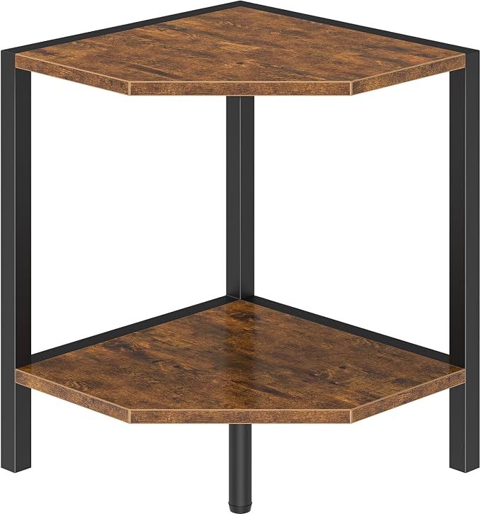 Creso hom Corner Shelf Stand, 2 Tier Industrial Corner Bookshelf, Rustic Brown by Cresohom