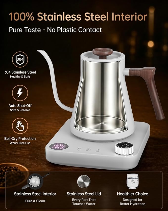 Gooseneck Electric Kettle for Pour Over Coffee, ±1°F Precision Control - Image 5