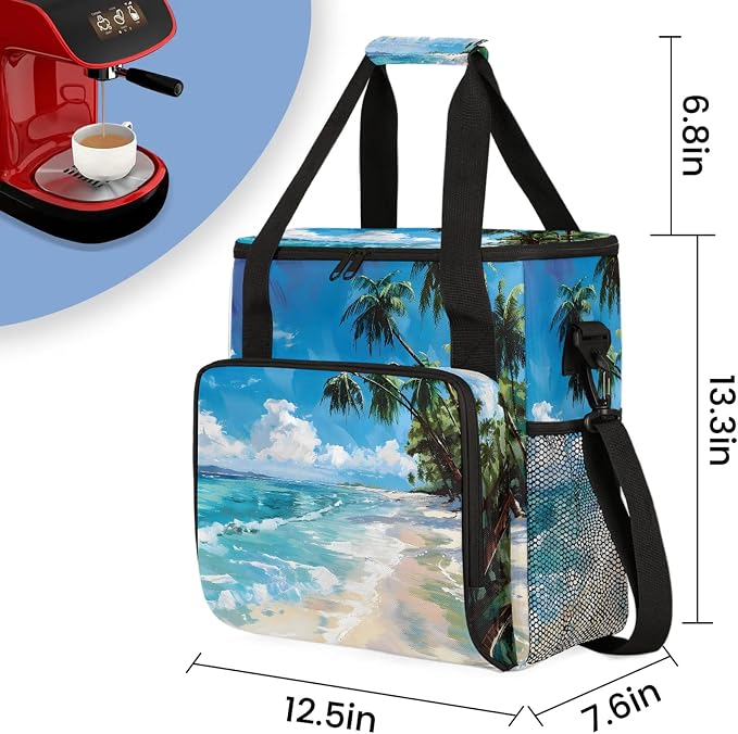 Tropical Beach Hawaiian Palm Trees Coffee Maker Carring Bag, Large Insulated - Image 2