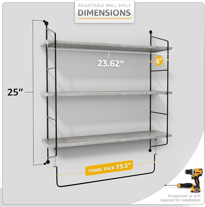 Sorbus 3-Tier Floating Bathroom Shelves - Image 3