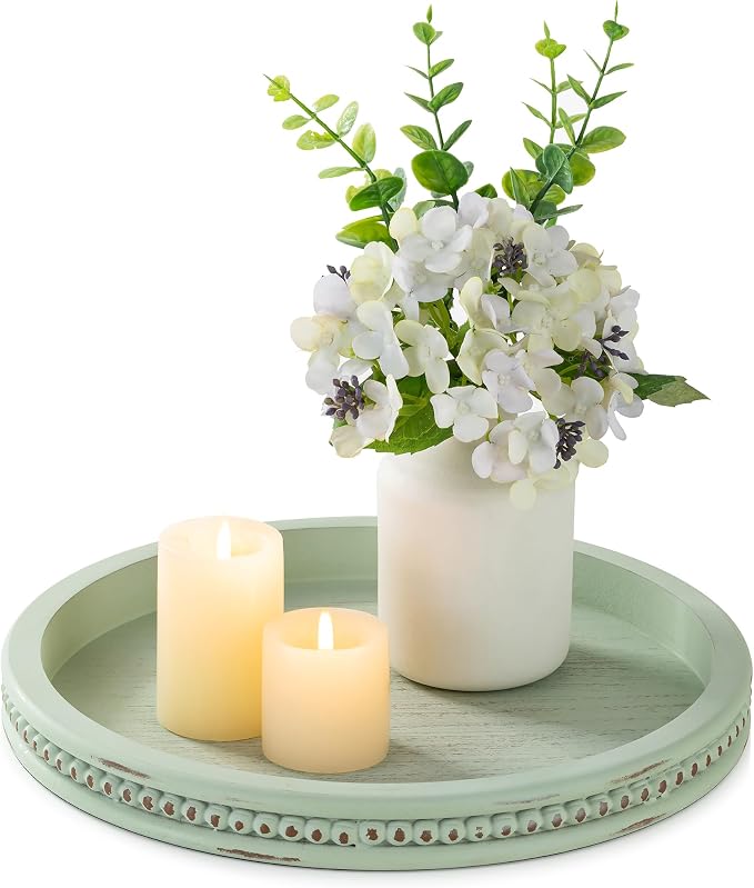 Hanobe Sage Green Tray Decor: Round Decorative Tray by Hanobe