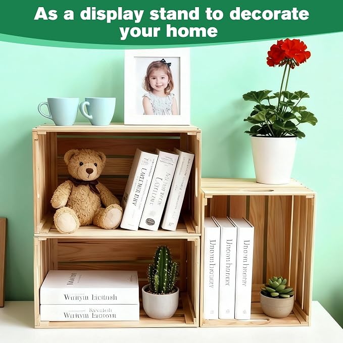 3 Pcs Large Wood Crates Box for Deco Storage Nesting Wood Boxes - Image 6
