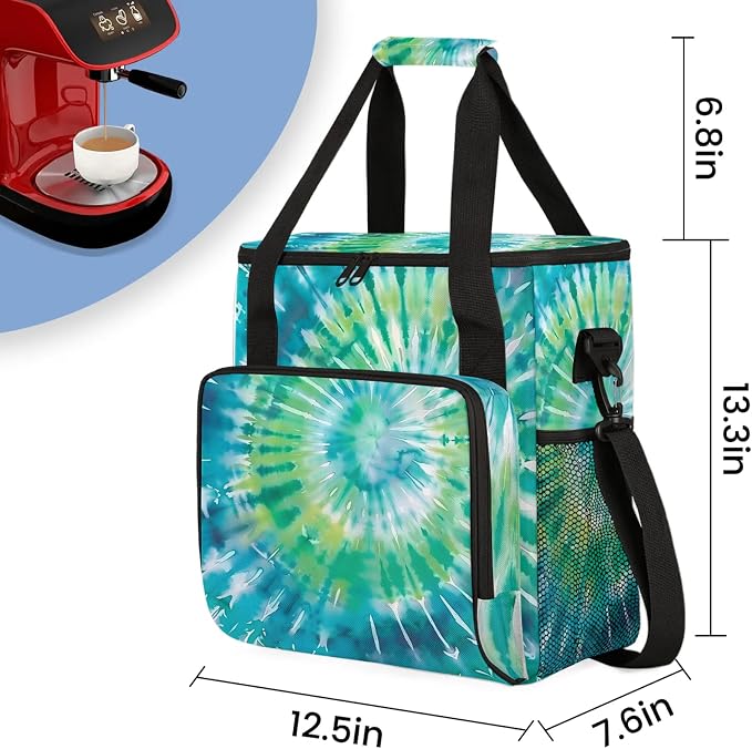 Tie Dye Blue Green Coffee Maker Carring Bag, Large Insulated Storage Organizer - Image 2