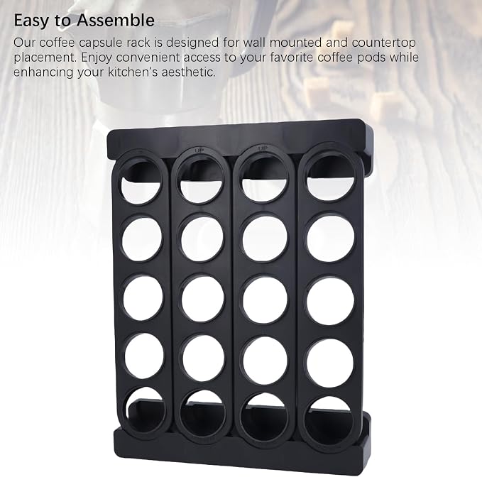 Coffee Pods Display Rack, 24.5x32x4.2cm / 9.6x12.6x1.7in 20 Pots Wall Mountable - Image 6