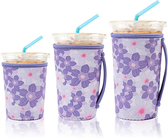 KJQJLY 3 Pack Reusable Iced Coffee Sleeves by KJQJLY