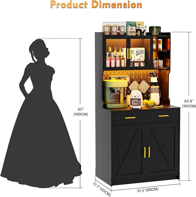 Gurexl 64" Farmhouse Kitchen Pantry - Image 2