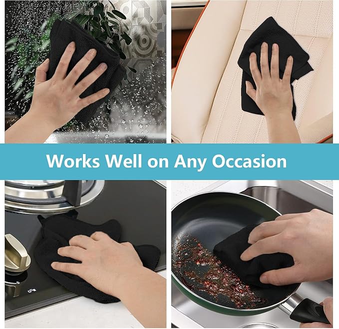 HOMEXCEL Black Microfiber Cleaning Cloth 400 Pack, Microfiber Towel - Image 6