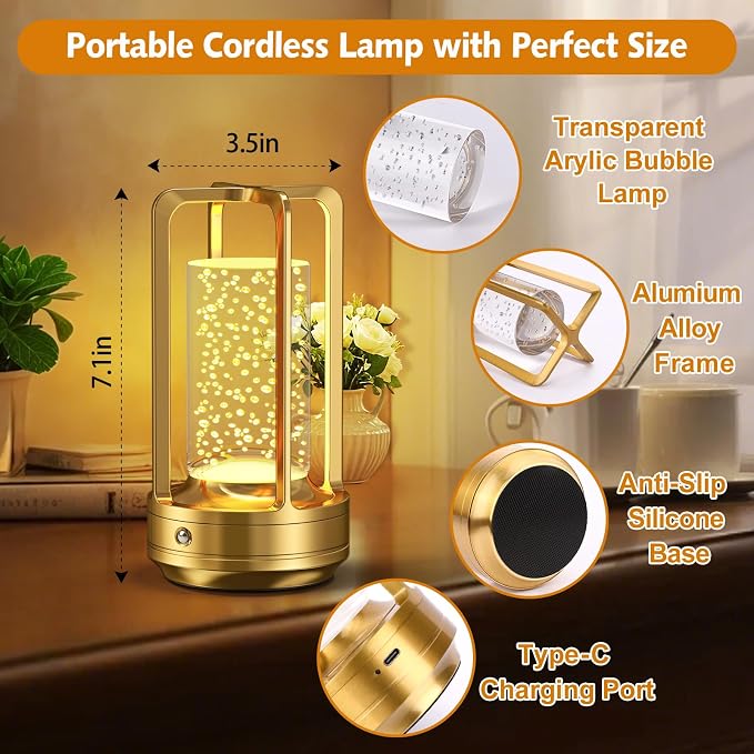 Portable Table Lamp for Outdoor Indoor: Cordless Rechargeable Desk Lamp - Image 9