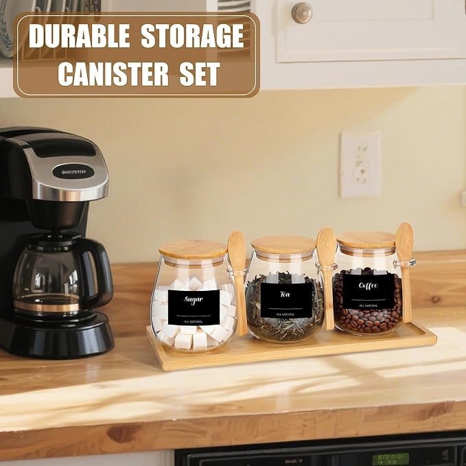 Suclain 3 Pcs Glass Coffee Container - Image 6