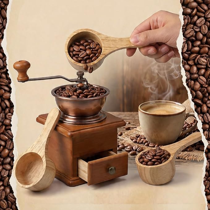 40ml 4 Pack Acacia Wood Coffee Scoops, Small Wooden Measuring Scoops - Image 6