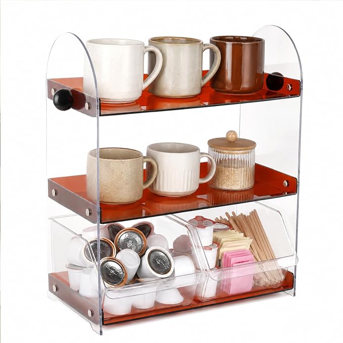 3-Tier Acrylic Coffee Station Organizer by Unknown