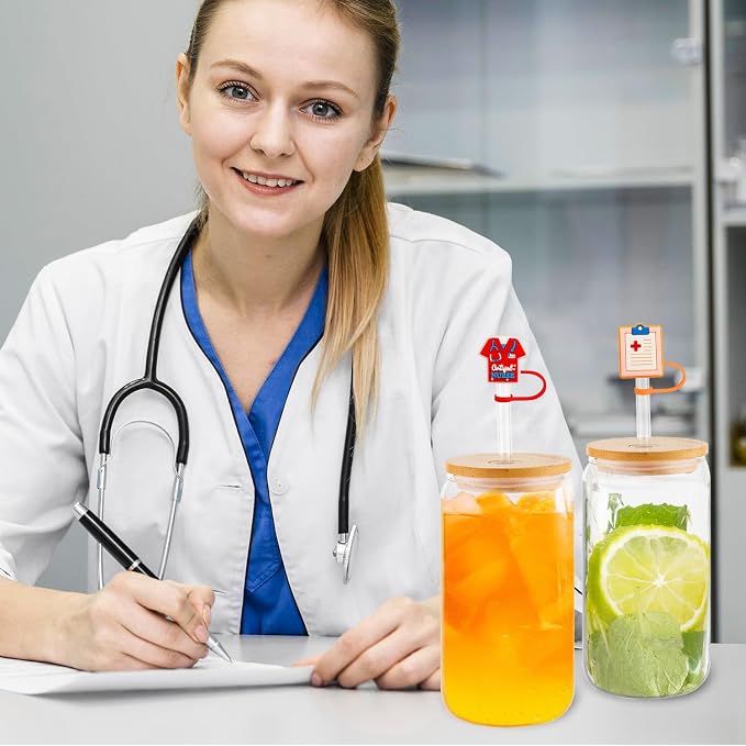 24 Pcs Nurse Straw Toppers, 9-10mm Silicone Nursing Straw Covers - Image 2