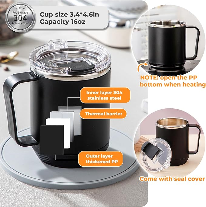 Coffee Mug Warmer, 9 Temp, 1-12H Timer Smart Electric, Auto Shut Off | Candle - Image 4