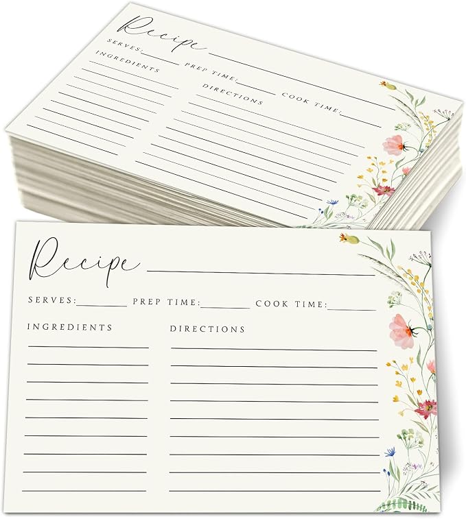 JOETMAE 50PCS Floral 4×6 Recipe Cards by JOETMAE