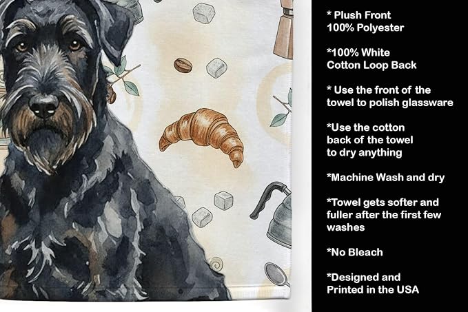 Caroline's Treasures Black Russian Terrier Coffee Bar Kitchen Towel Velour - Image 4