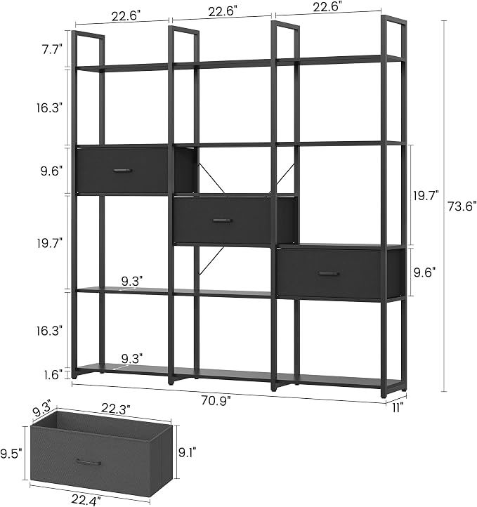 Triple Wide 6 Tiers Industrial Book shelf - Image 2