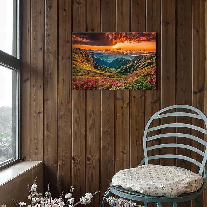 Sunrise Mountain Wall Art Great Smoky Mountain Canvas Prints Photo Living Room - Image 5