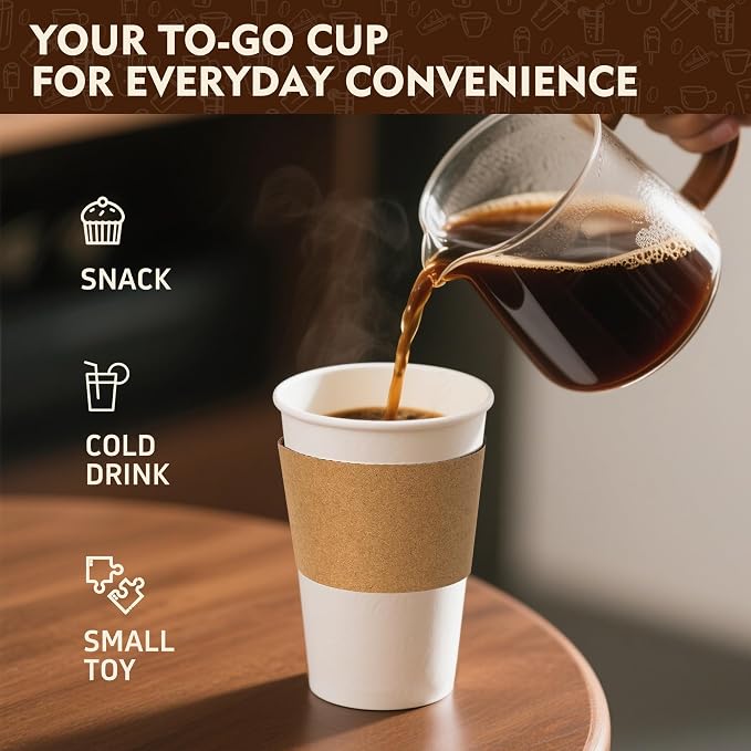 YEEHAW Coffee Cups with Lids 16 oz 50 Pack Upgraded, Disposable Paper Cups with - Image 6