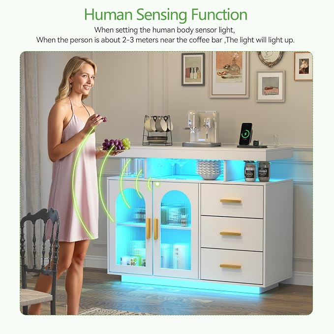 WOOVIVS LED Sideboard Buffet Cabinet - Image 6