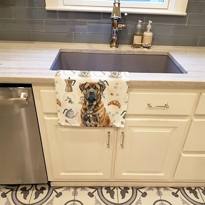Caroline's Treasures Brindle Boerboel Coffee Bar Kitchen Towel Velour Plush - Image 2
