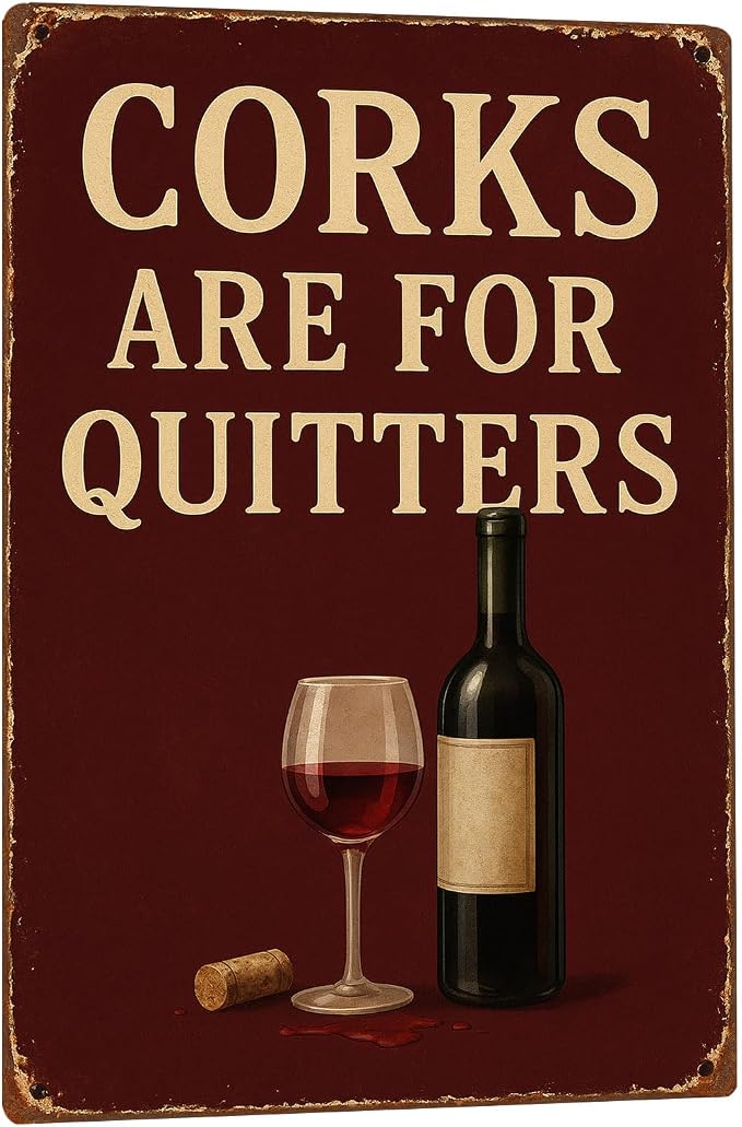 Funny Bar Signs for Home Bar Decor, Corks Are for Quitters Sign by Unknown