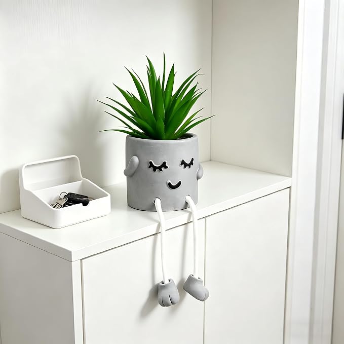 Zerzsy Small Artificial Plants in Cement Pots - Image 6