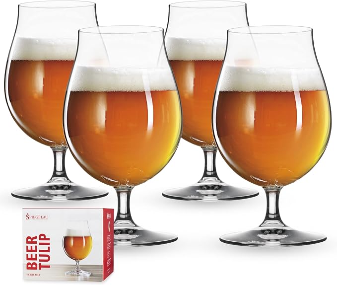 Spiegelau Classic Tulip Beer Glasses, Crystal Clear Drinking Glasses by Spiegelau