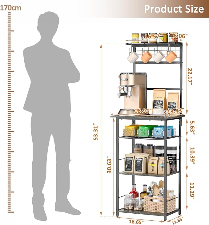 5 Tier Coffee Bar Station, Kitchen Stand - Image 2