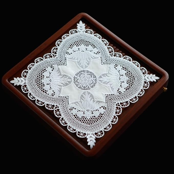 Small Square Lace Cover Cloth Macrame Lace Table Doilies Cutwork Embroidery - Image 6