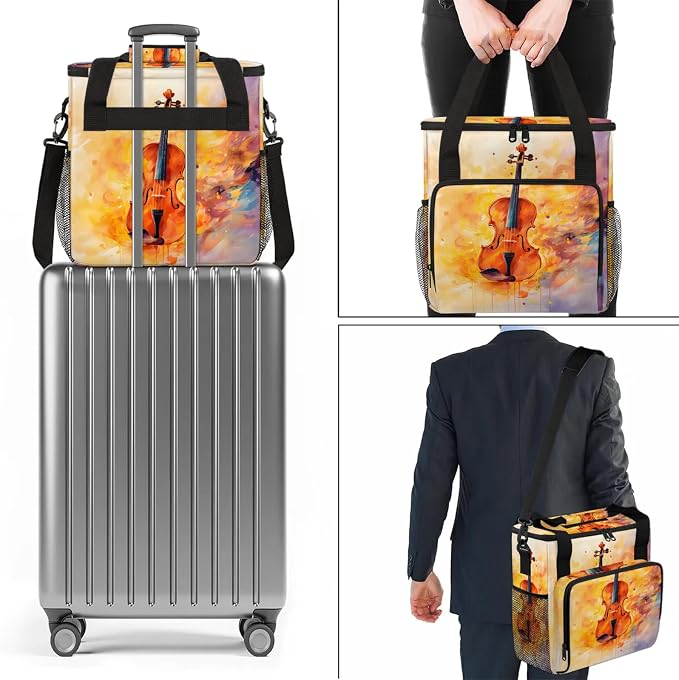 Violin Music Themed Coffee Maker Carring Bag, Large Insulated Storage Organizer - Image 6