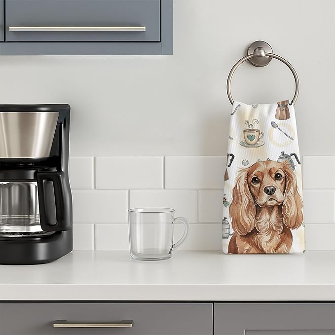 Caroline's Treasures Ruby Cavalier Spaniel Coffee Bar Kitchen Towel Velour - Image 3
