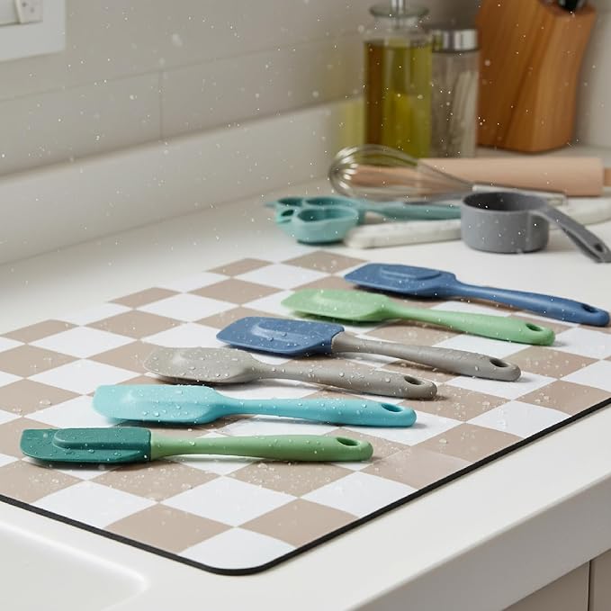 1-Piece Checkered Dish Drying Mat, Absorbent ​Kitchen Counter​ Protector - Image 7