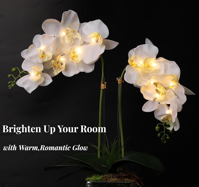 HOMESEASONS Orchid Lamp-LED Lighted Orchid Arrangements, Pre Lit Artificial - Image 4