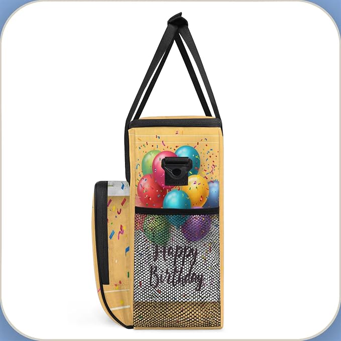 Happy Birthday Colorful Coffee Maker Carring Bag, Large Insulated Storage - Image 4
