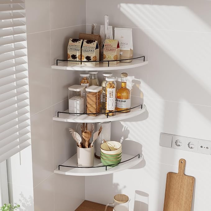 JJL Corner Shelf Wall Mounted, 12 Inches 3-Tier Floating Corner Shelf, - Image 6
