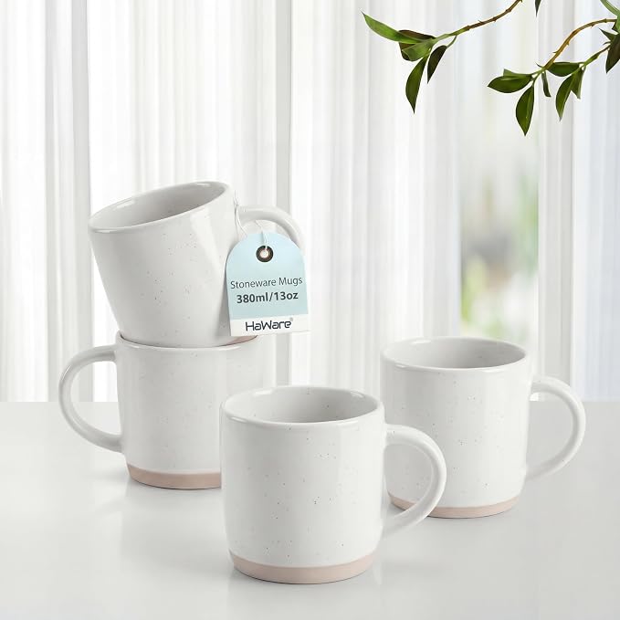 HaWare 13OZ Coffee Mugs Set of 4, Stoneware Coffee Cups, Ceramic Latte Mug by HaWare